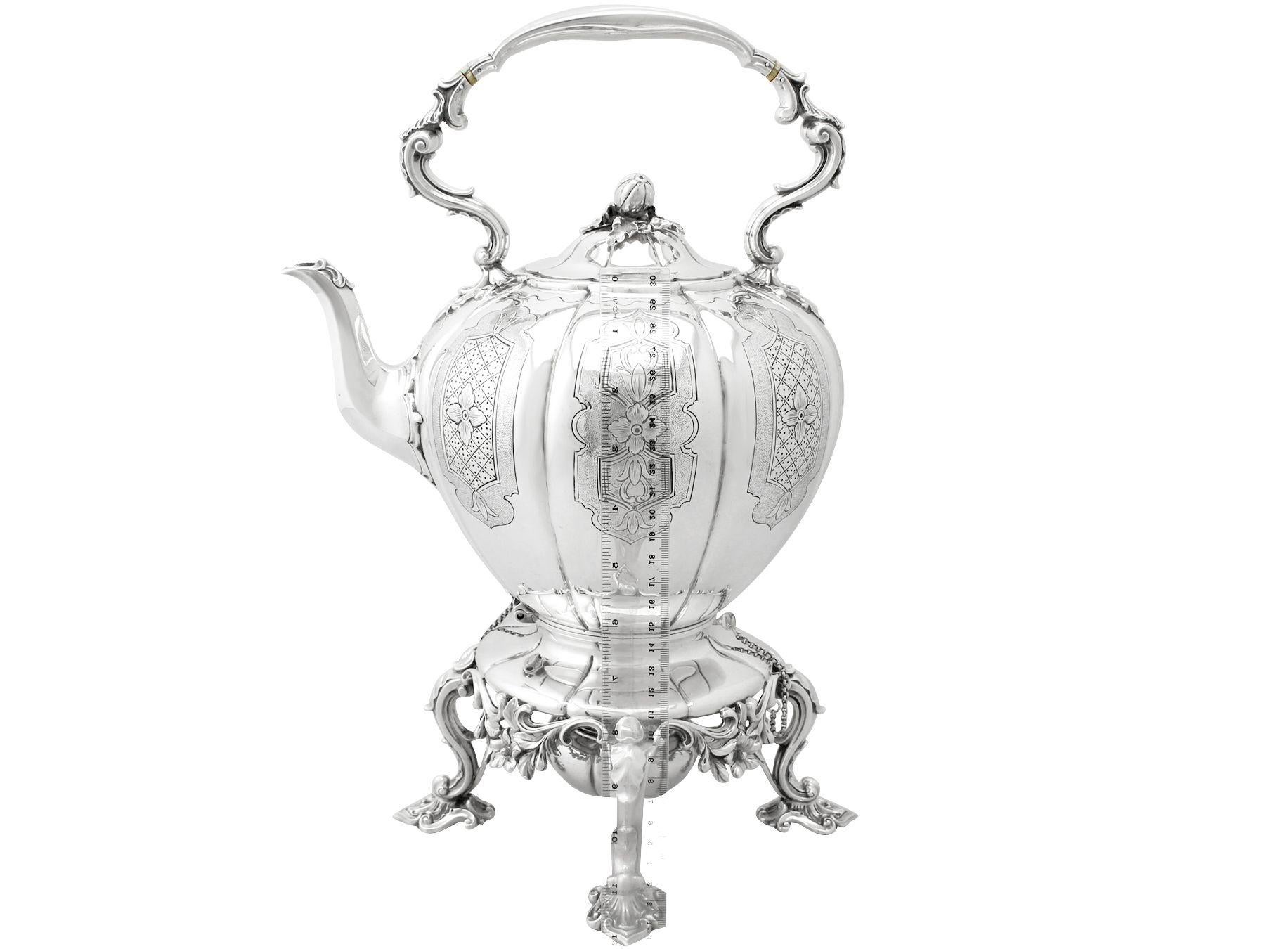 Antique Victorian Sterling Silver Spirit Kettle For Sale 7