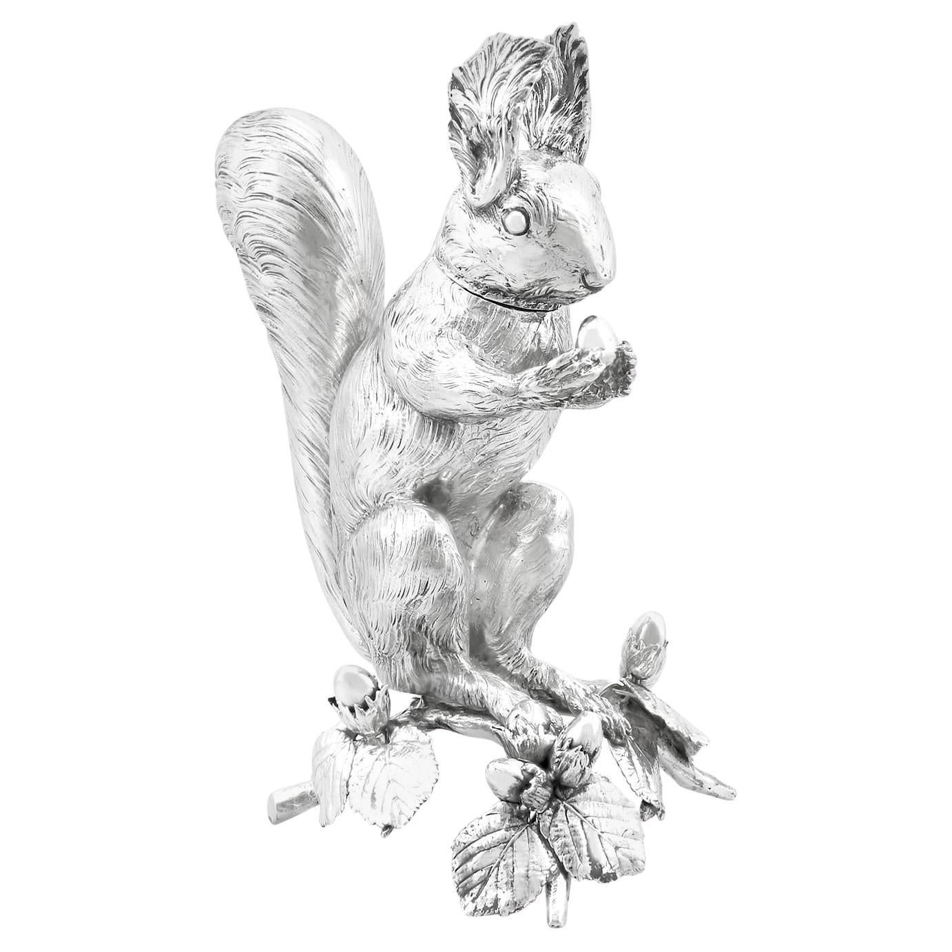 Antique Victorian Sterling Silver Squirrel Sugar Box