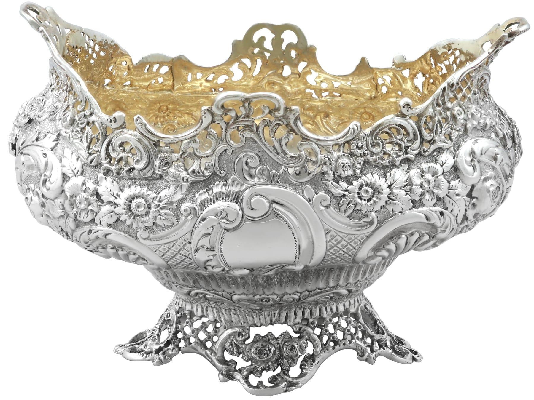 Late 19th Century Antique Victorian Sterling Silver Sugar Sifter Spoon and Sugar Bowl (1898) For Sale