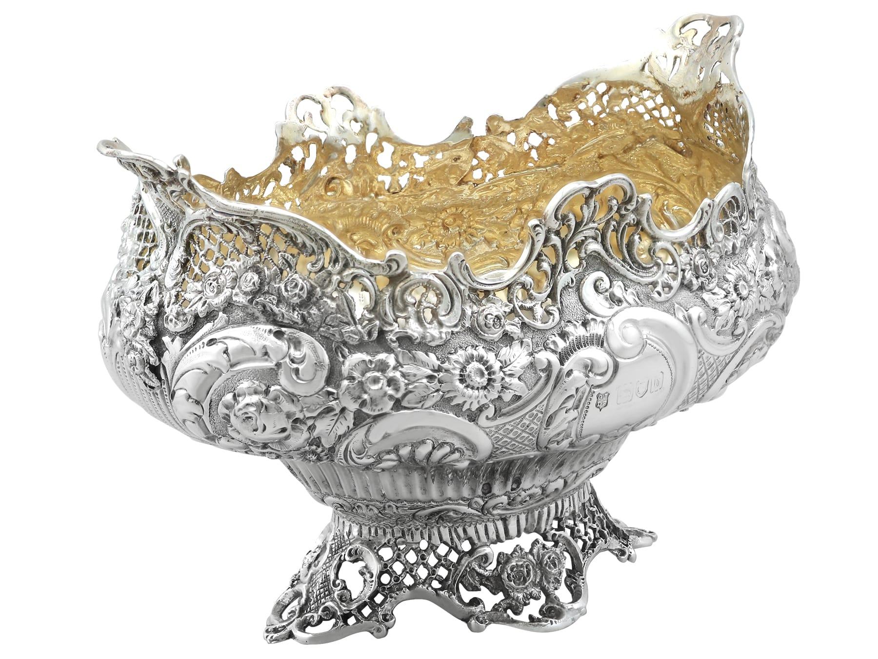 Antique Victorian Sterling Silver Sugar Sifter Spoon and Sugar Bowl (1898) For Sale 1