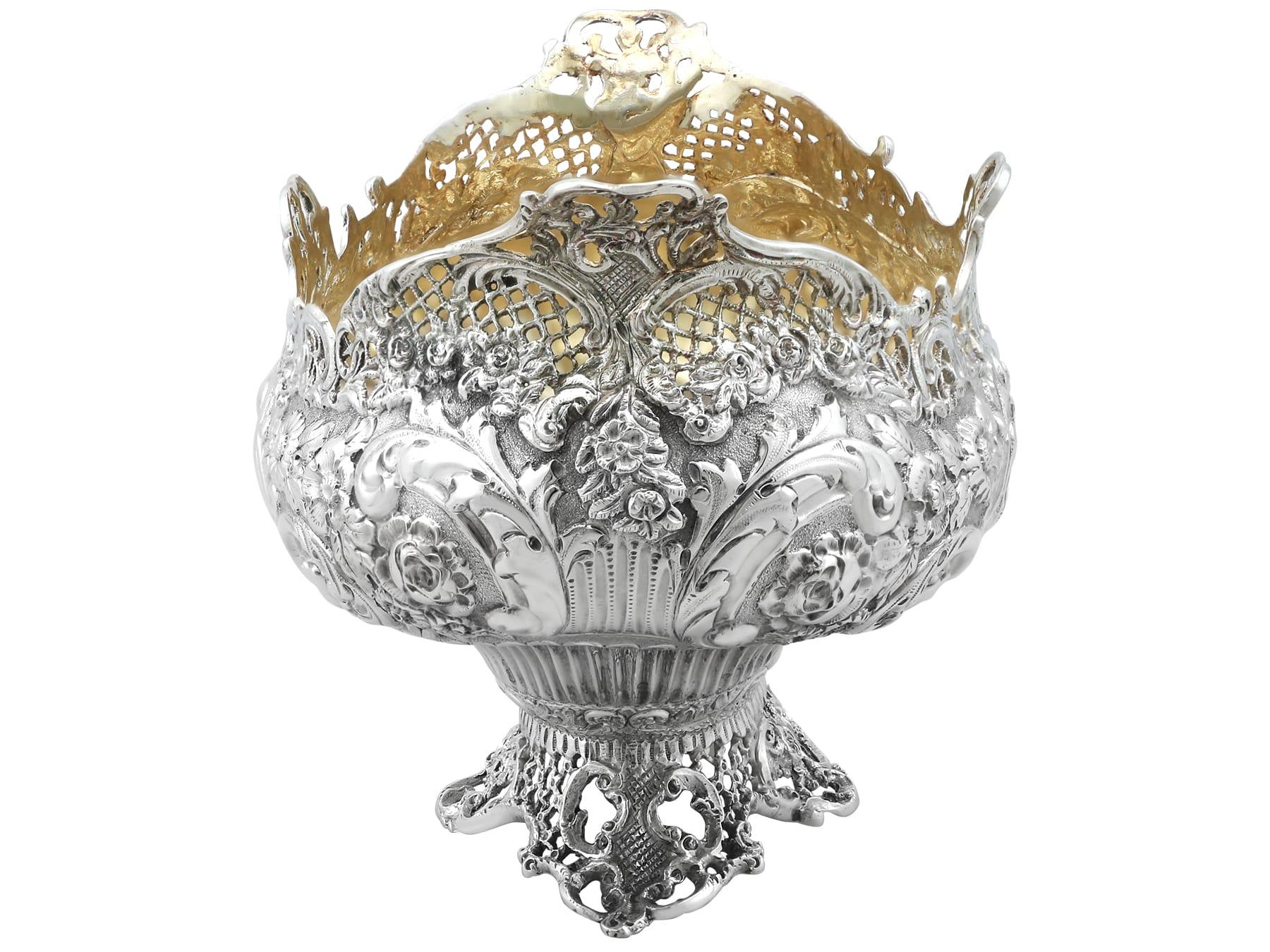 Antique Victorian Sterling Silver Sugar Sifter Spoon and Sugar Bowl (1898) For Sale 2
