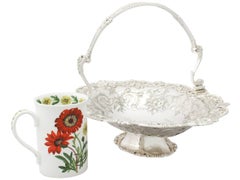 Antique Victorian Sterling Silver Swing Handled Basket
