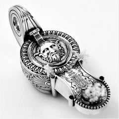 Briquet de table victorien ancien en argent sterling 1861 Duc de St Albans