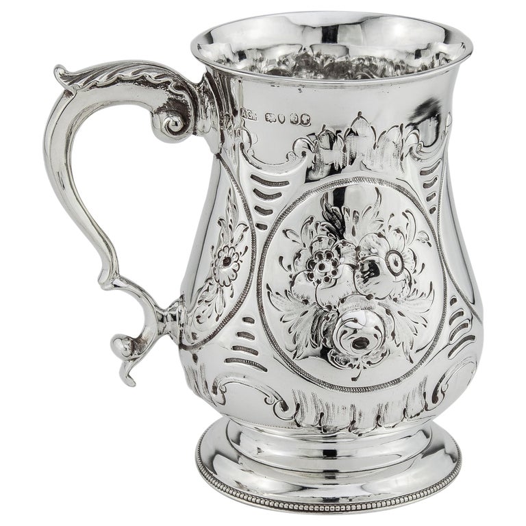 Antique Victorian Sterling Silver Tankard, London, 1861 For Sale