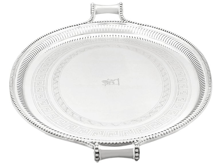 Mid-19th Century Antique Victorian Sterling Silver Tea Tray For Sale