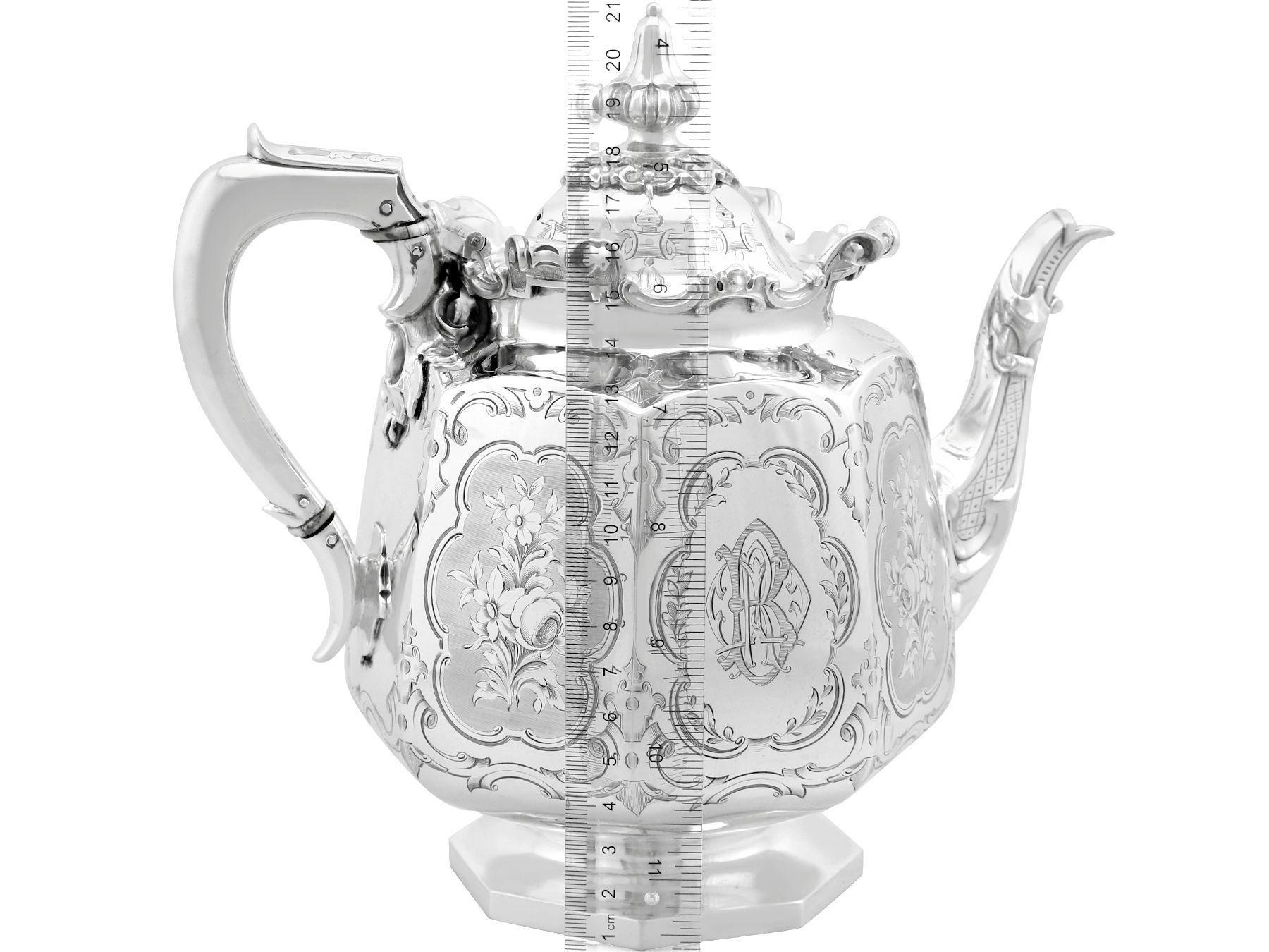 Antique Victorian Sterling Silver Teapot For Sale 11