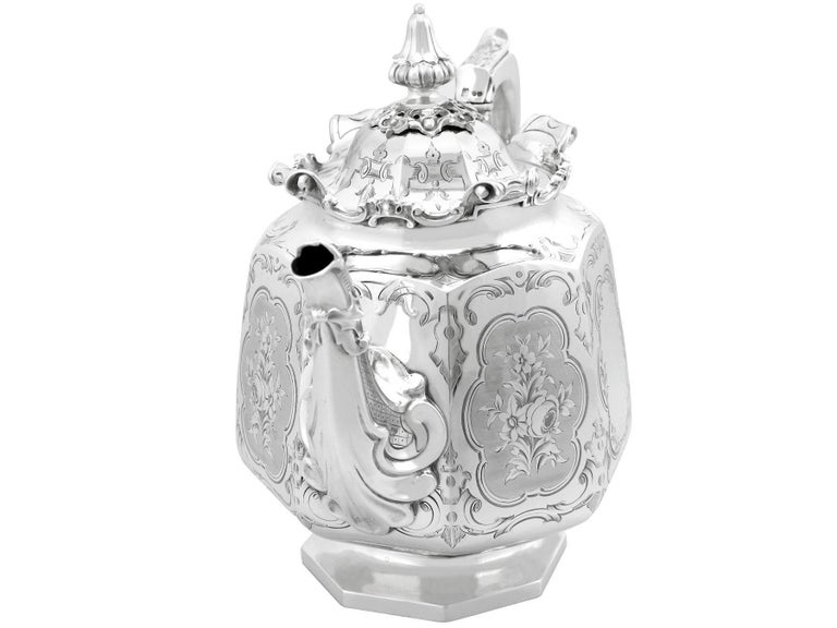 Antique Victorian Sterling Silver Teapot For Sale at 1stDibs