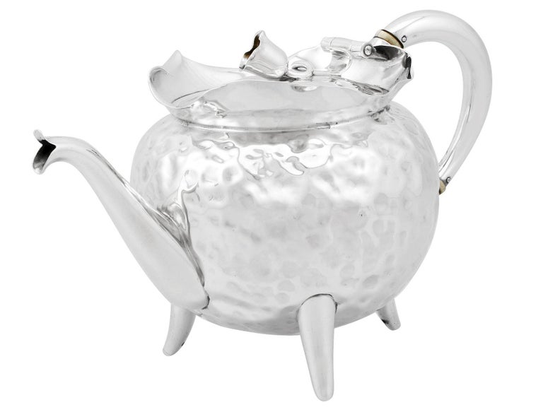 Late 19th Century Antique Victorian Sterling Silver Teapot For Sale