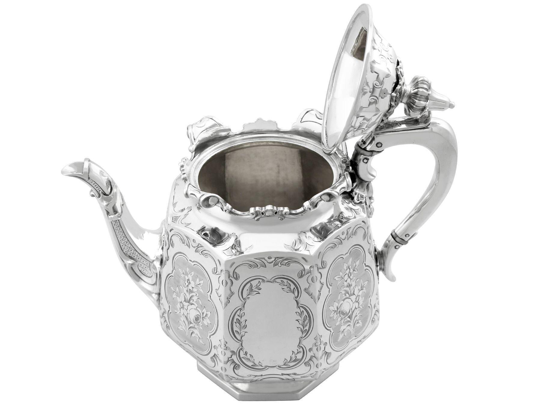Antique Victorian Sterling Silver Teapot For Sale 1