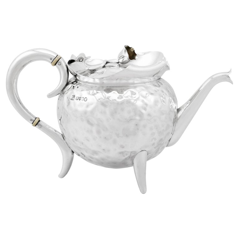 Antique Victorian Sterling Silver Teapot For Sale