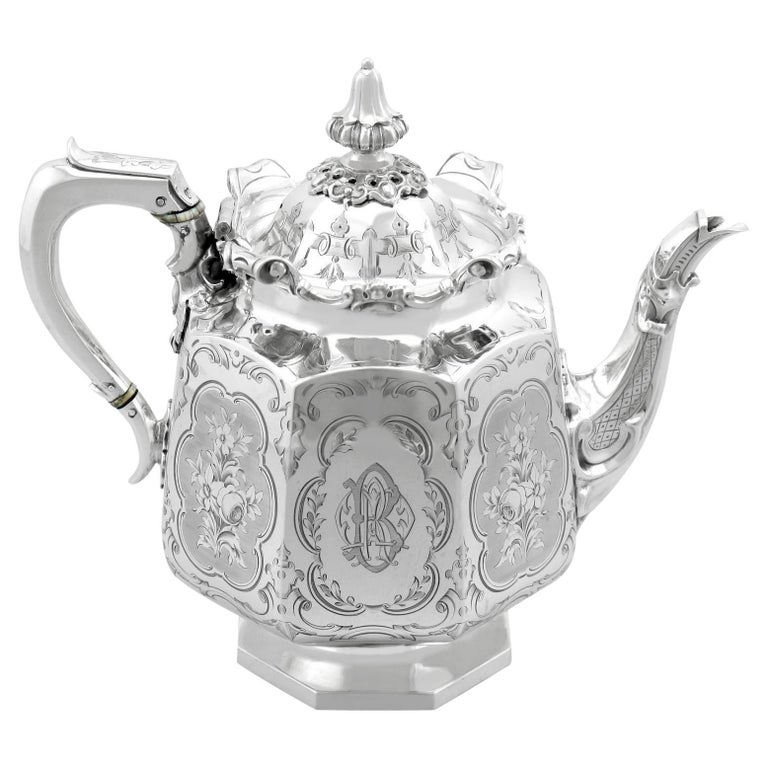 Antique Victorian Sterling Silver Teapot For Sale at 1stDibs