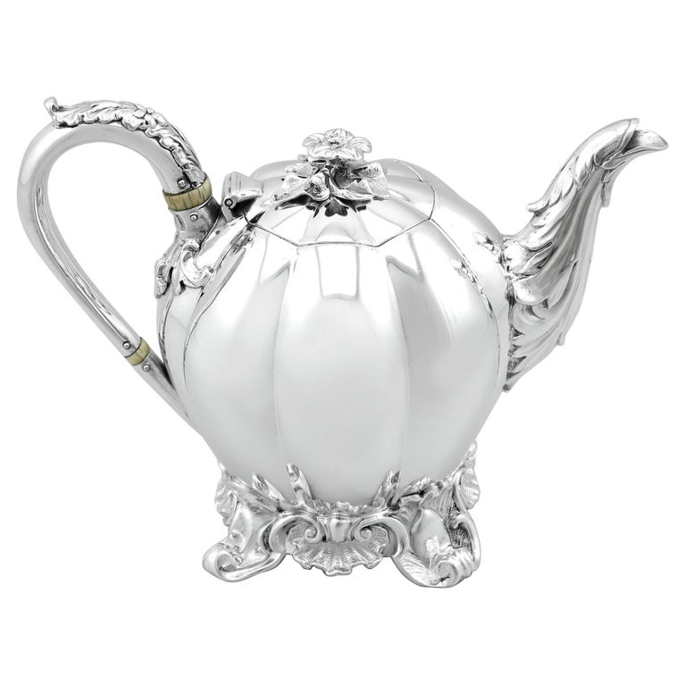 Antique Victorian Sterling Silver Teapot For Sale at 1stDibs