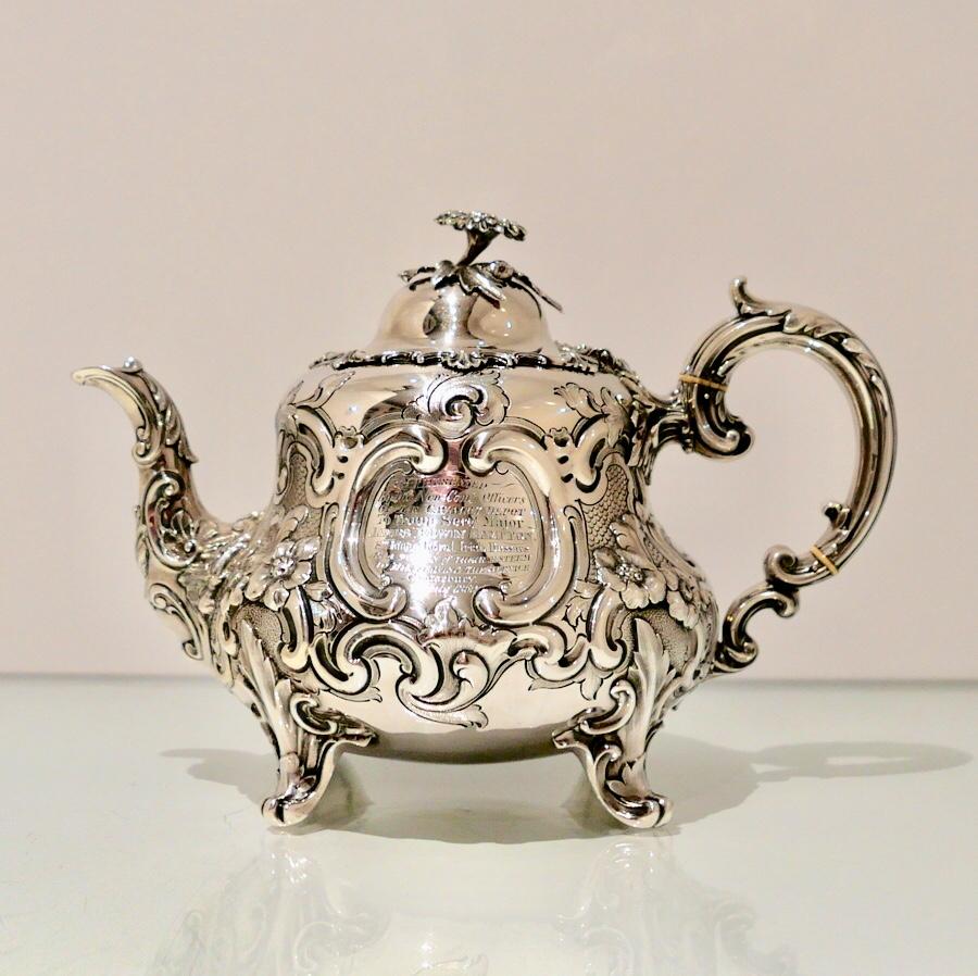 British Antique Victorian Sterling Silver Teapot London 1859 Barnard Family