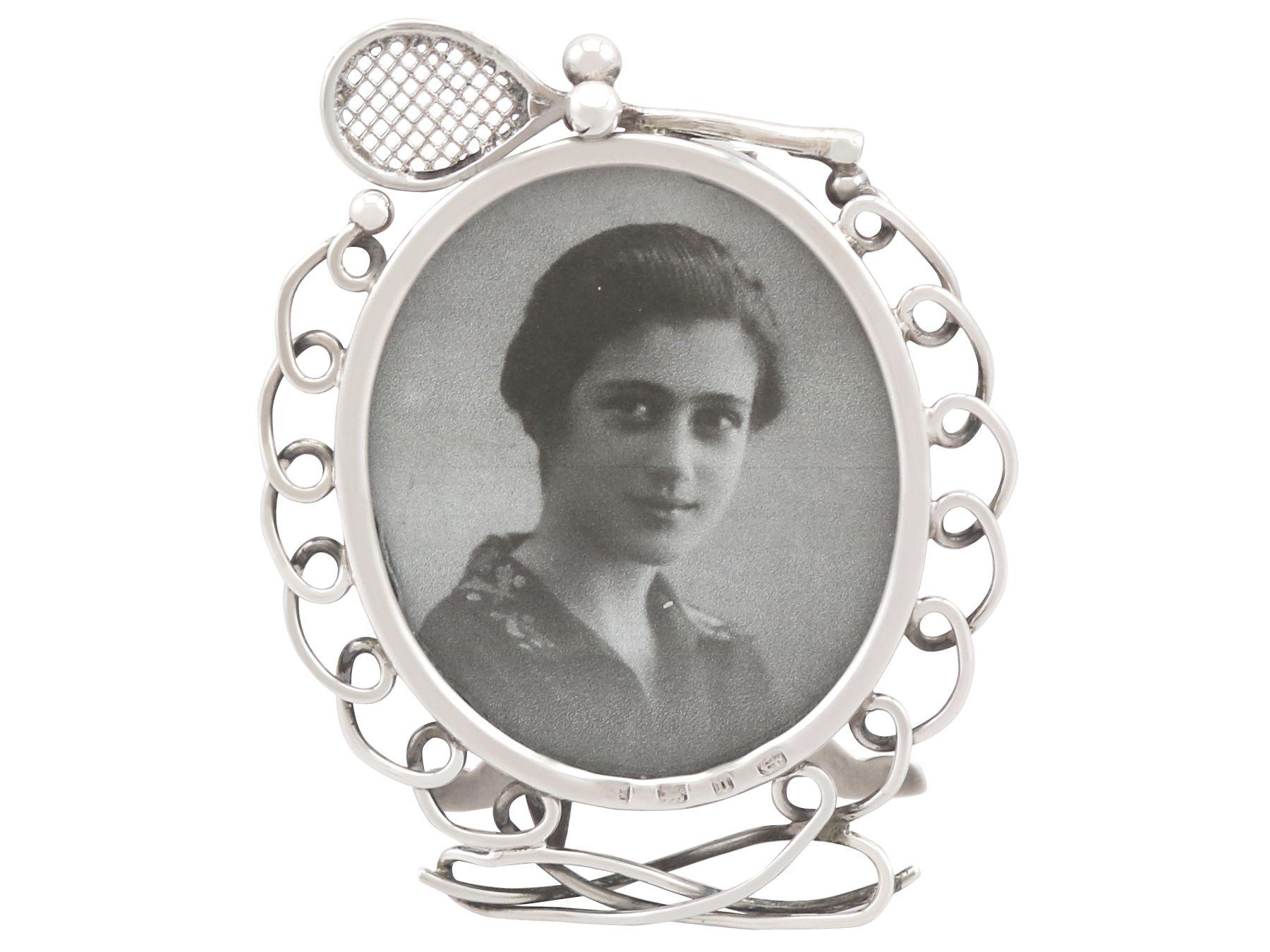 English Antique Victorian Sterling Silver Tennis Photograph Frame 1895