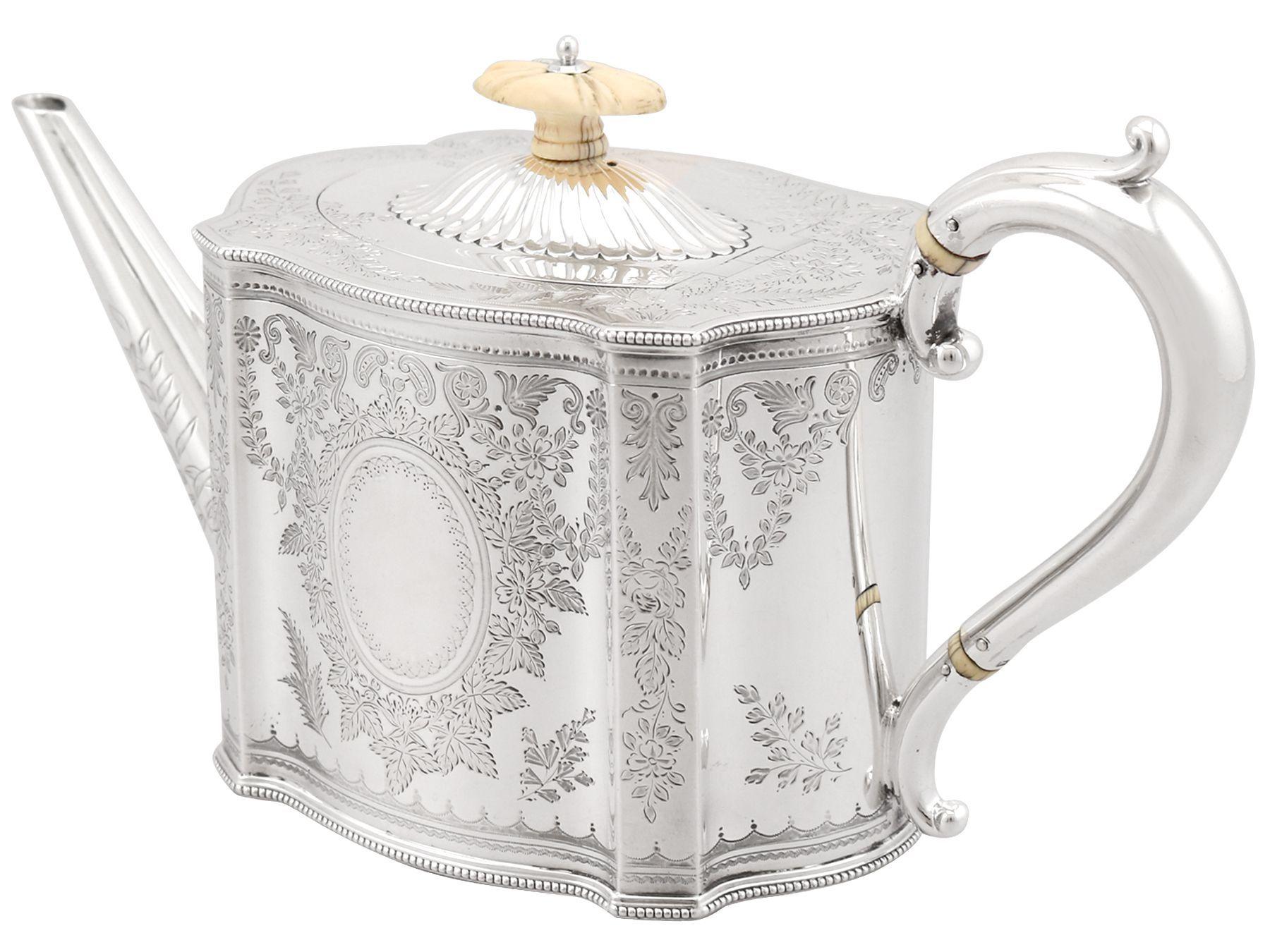 Henry Atkin Antique Victorian Sterling Silver Three Piece Tea Service 5