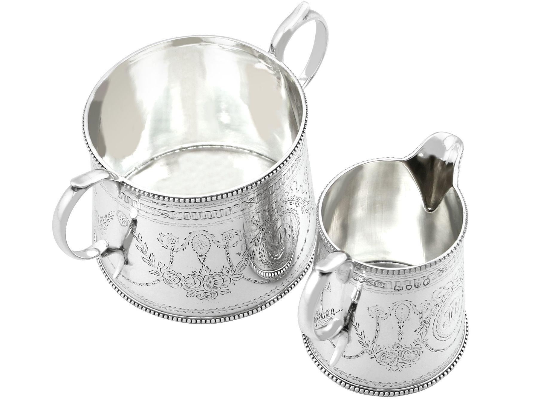 Antique Victorian Sterling Silver Three Piece Bachelor Tea Service 10