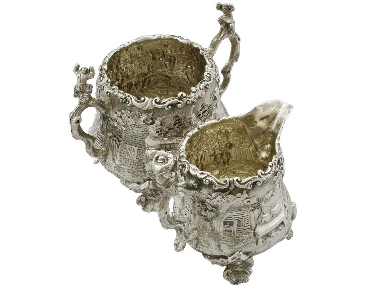 Antique Victorian Sterling Silver Three-Piece Tea Service For Sale 12