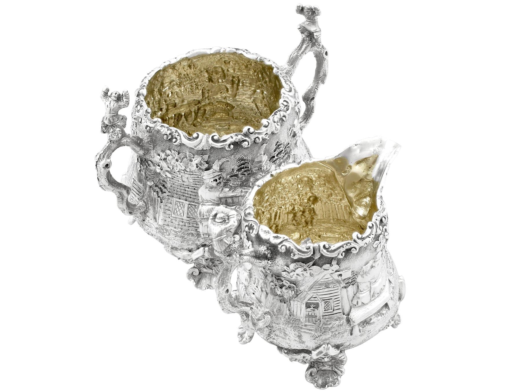 Antique Victorian Sterling Silver Three-Piece Tea Service For Sale 13