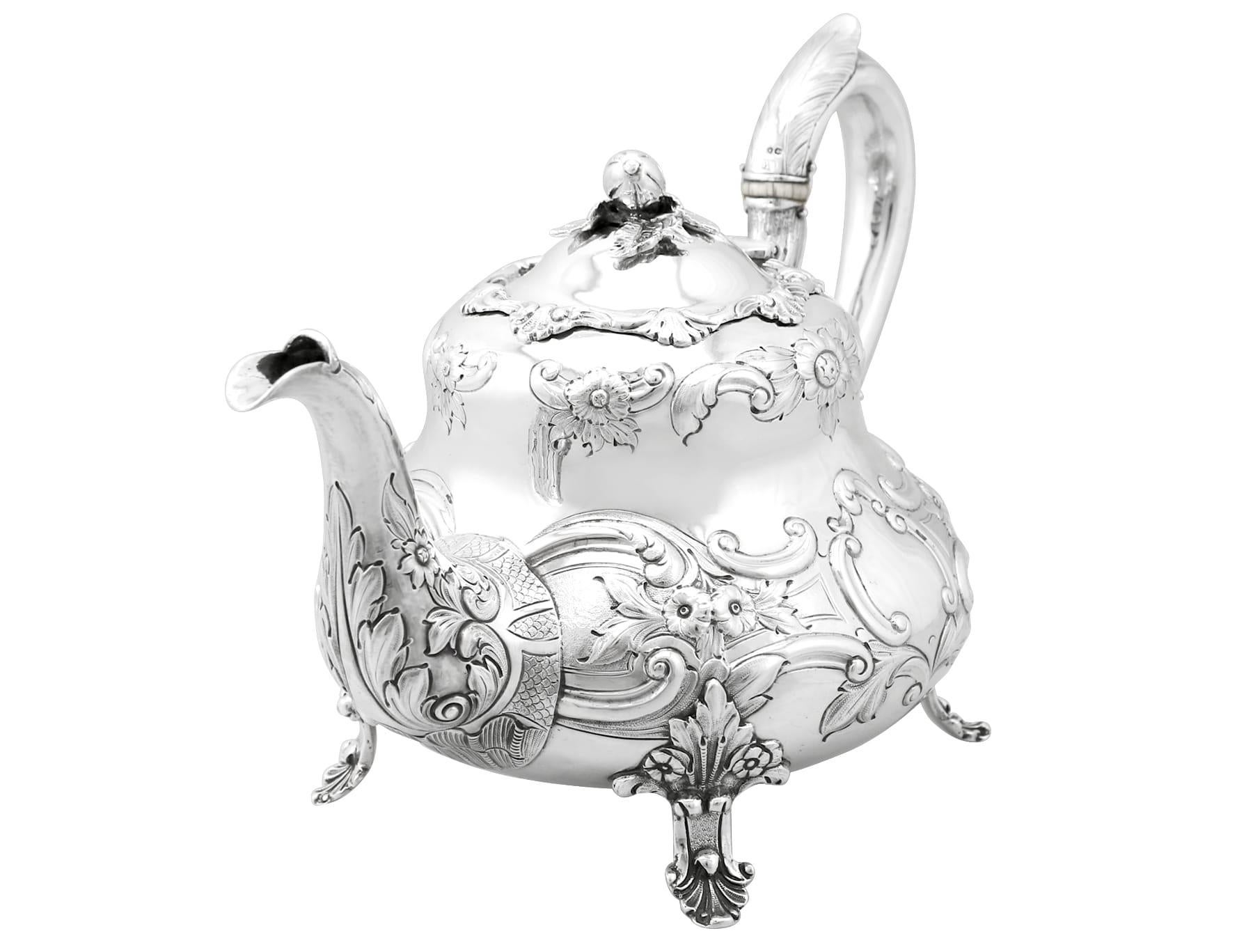 British Victorian Sterling Silver Three-Piece Tea Service For Sale