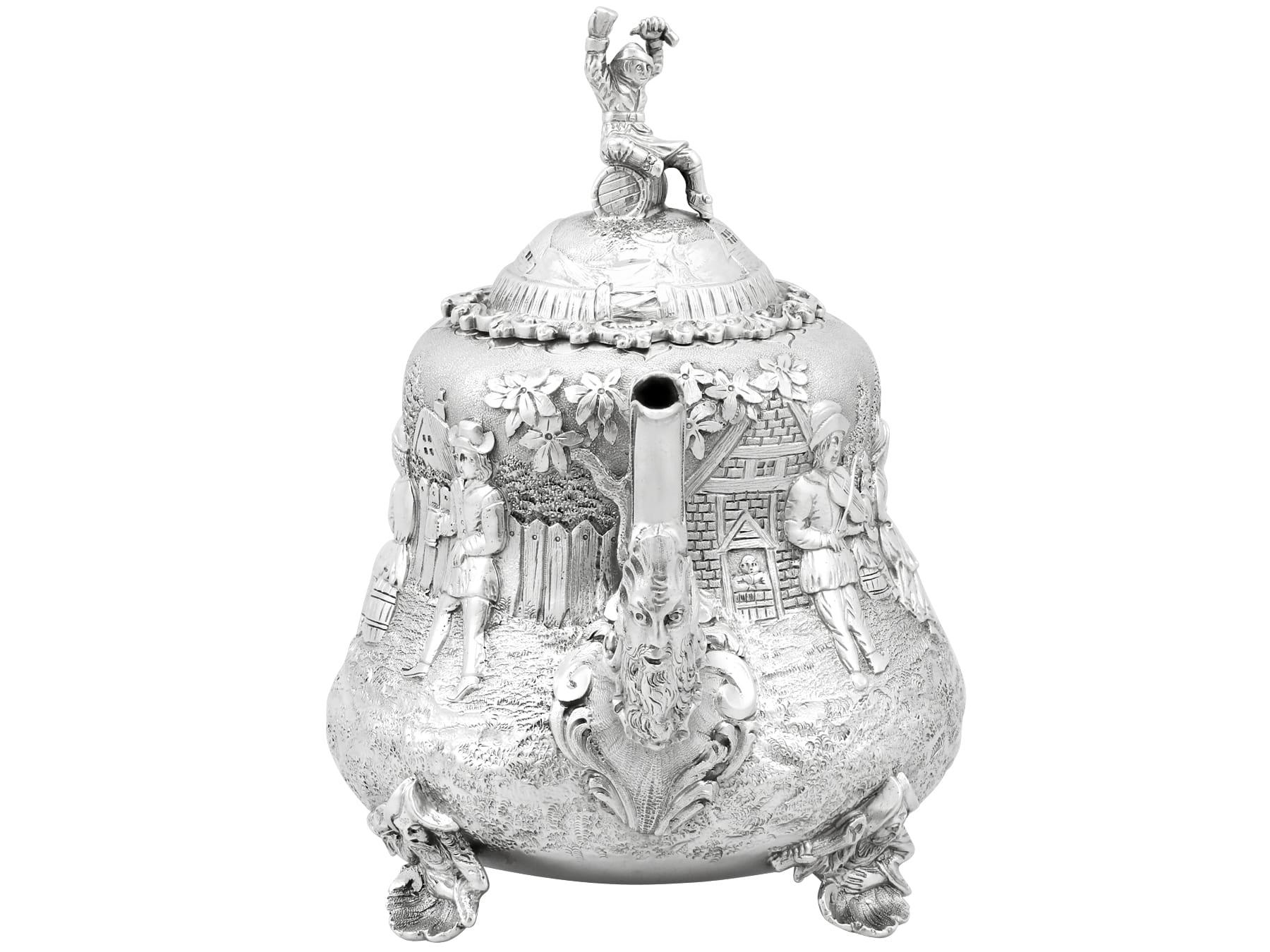 Late 19th Century Antique Victorian Sterling Silver Three-Piece Tea Service For Sale