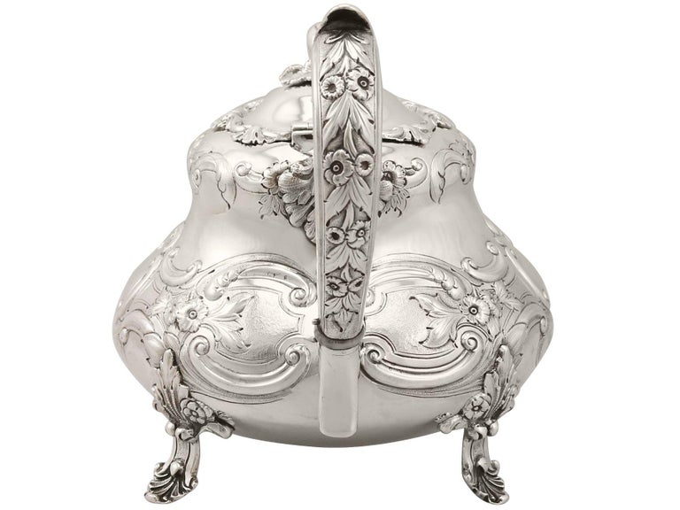 Antique Victorian Sterling Silver Three-Piece Tea Service For Sale 1