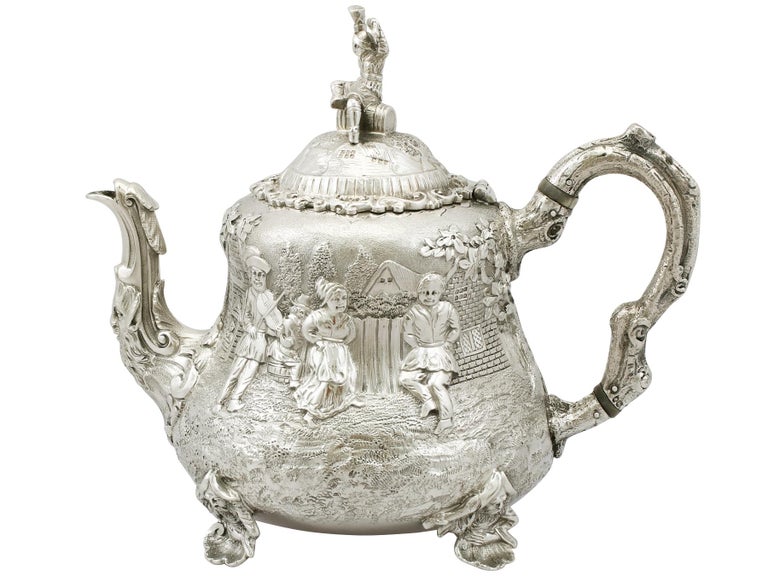 Antique Victorian Sterling Silver Three-Piece Tea Service For Sale 1