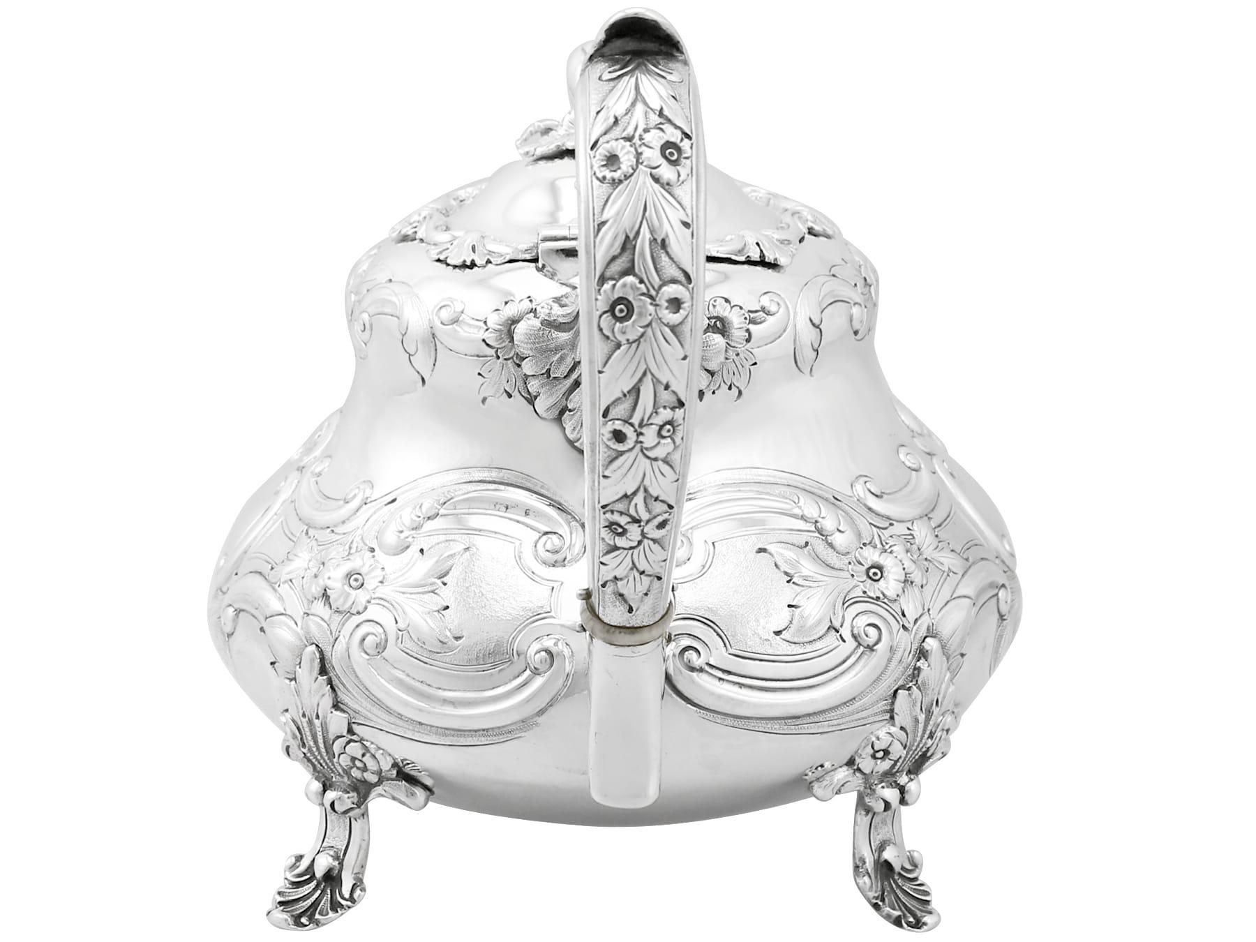 Mid-19th Century Victorian Sterling Silver Three-Piece Tea Service For Sale
