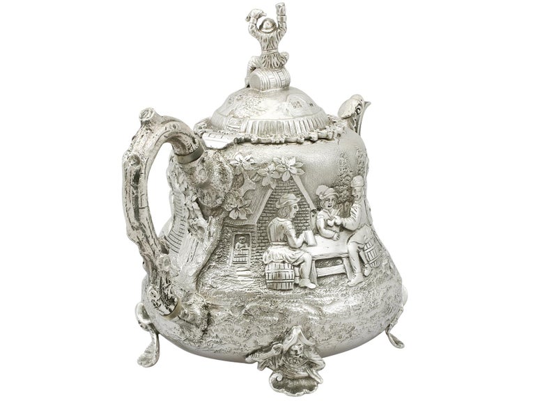 Antique Victorian Sterling Silver Three-Piece Tea Service For Sale 2