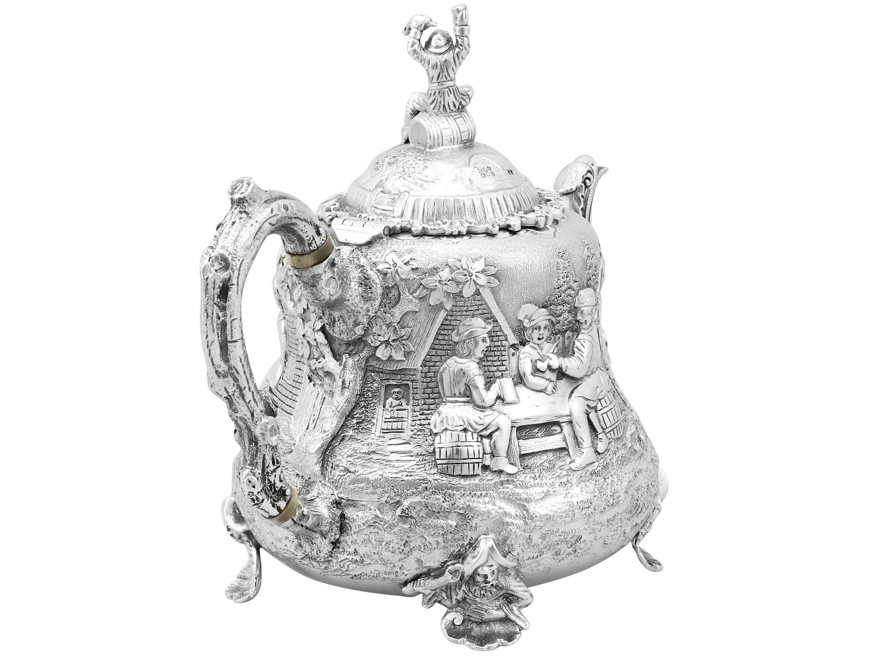 Antique Victorian Sterling Silver Three-Piece Tea Service For Sale 2