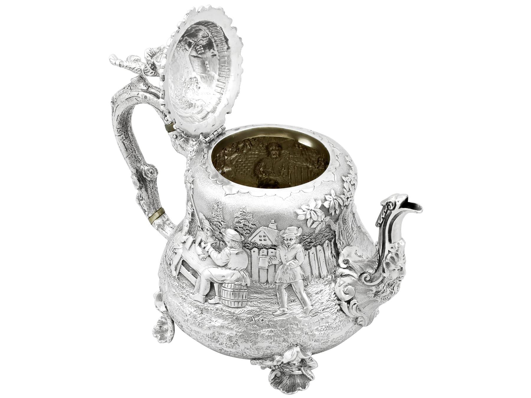 Antique Victorian Sterling Silver Three-Piece Tea Service For Sale 3