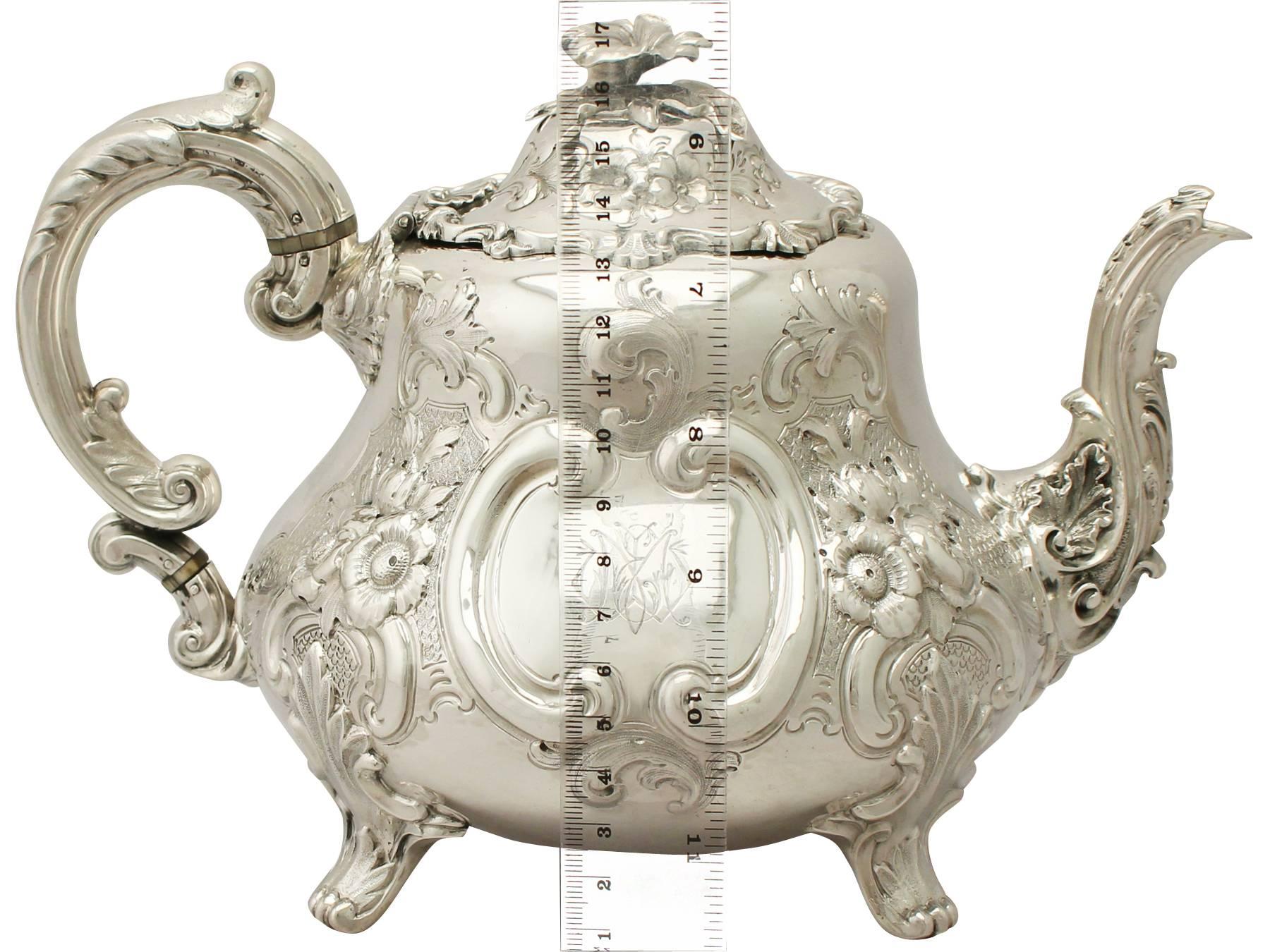 Antique Victorian Sterling Silver Three-Piece Tea Set 5