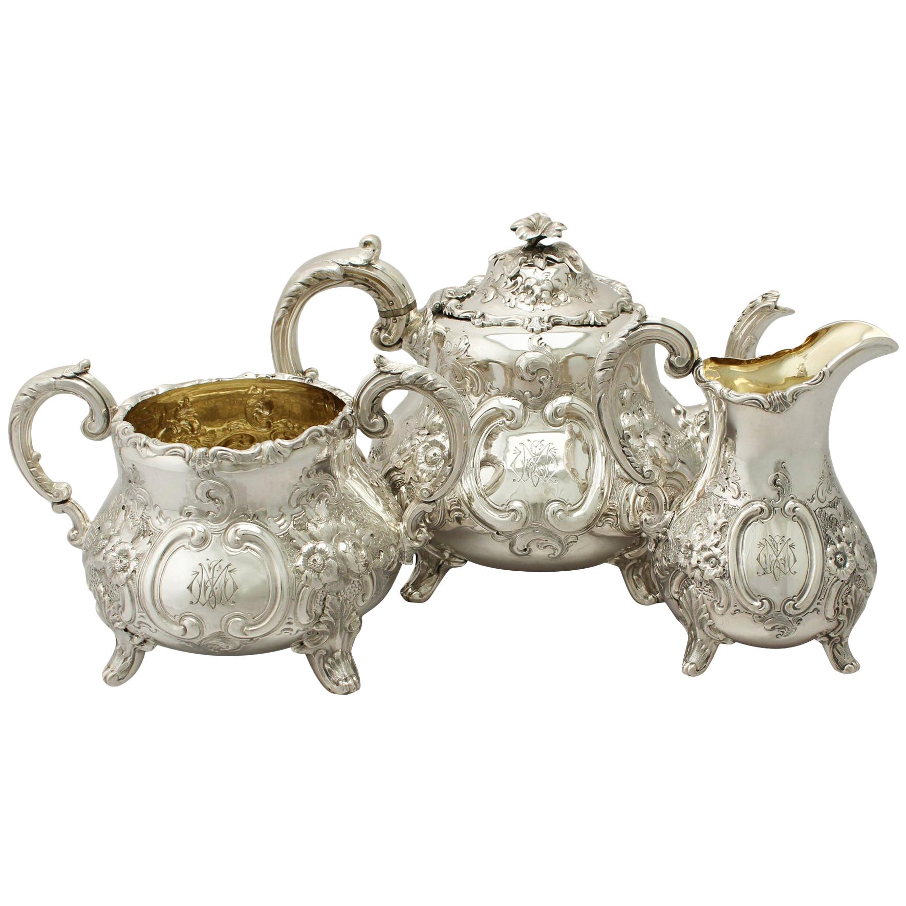 Antique Victorian Sterling Silver Three-Piece Tea Set