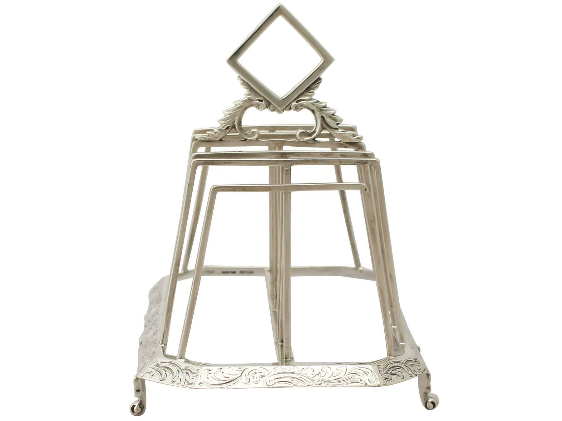 English Antique Victorian Sterling Silver Toast/ Letter Rack, 1841