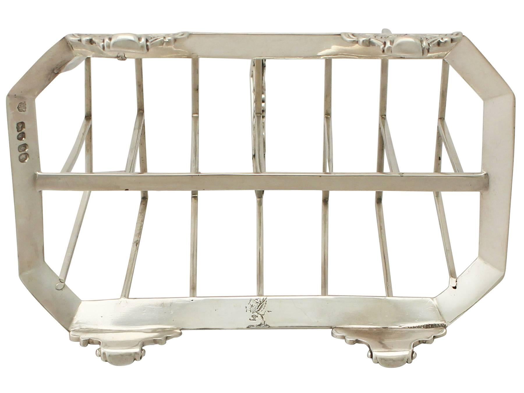 Antique Victorian Sterling Silver Toast/ Letter Rack, 1841 2