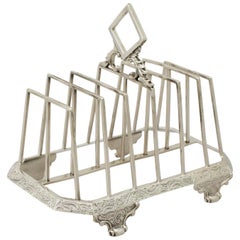 Antique Victorian Sterling Silver Toast/ Letter Rack, 1841