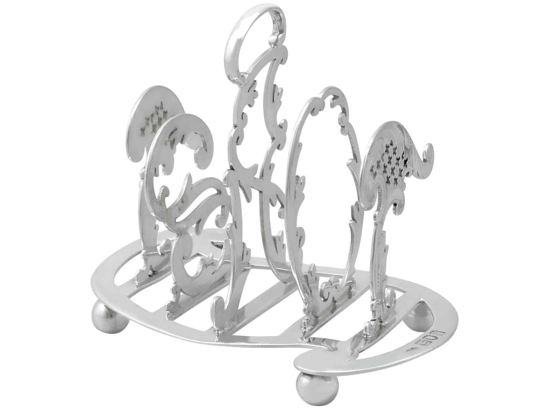 British Antique Victorian Sterling Silver Toast Rack For Sale