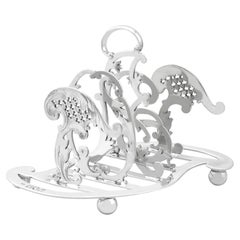 Porte-toast victorien ancien en argent sterling