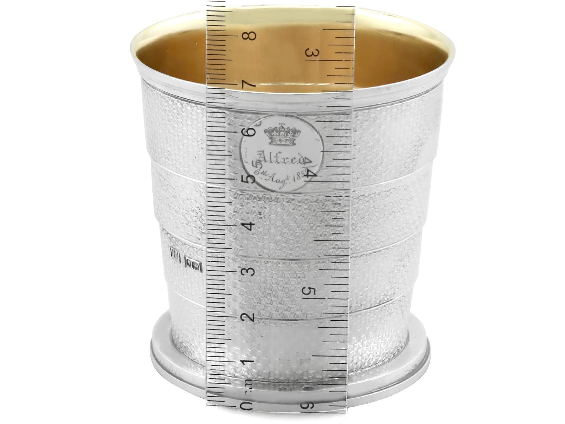 Victorian Sterling Silver Travelling Collapsible Beaker For Sale 9