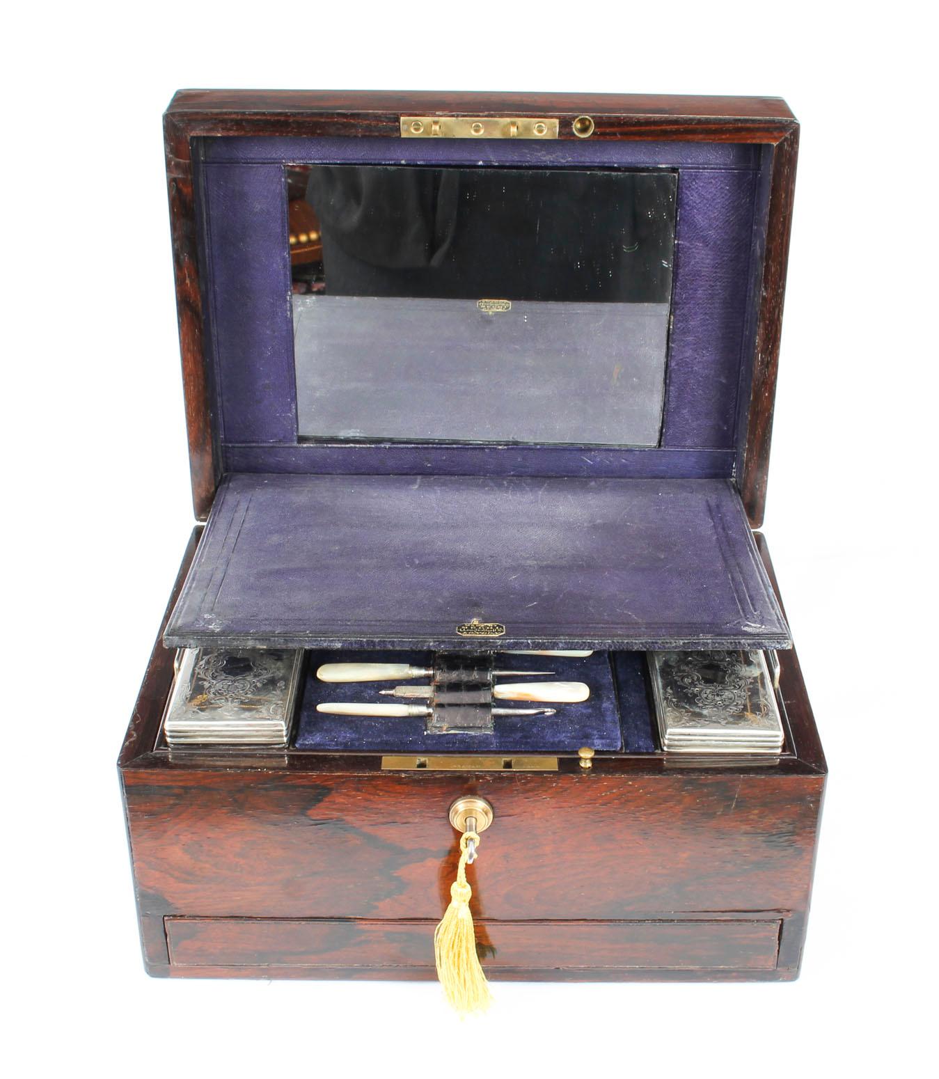 Antique Victorian Sterling Silver Travelling Dressing Case 1861, 19th Century In Good Condition In London, GB