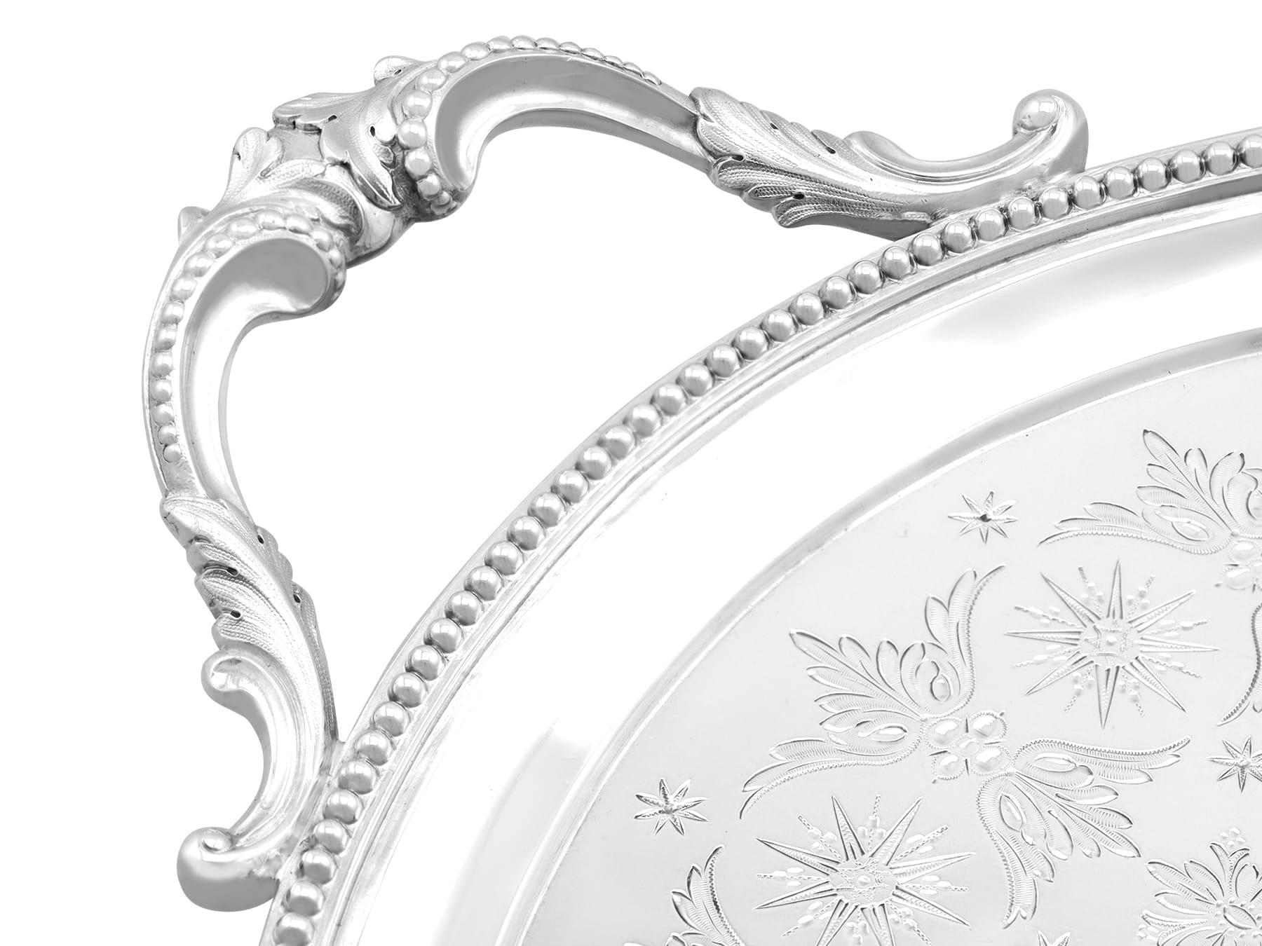Antikes viktorianisches Tablett aus Sterlingsilber (1870) im Zustand „Hervorragend“ im Angebot in Jesmond, Newcastle Upon Tyne