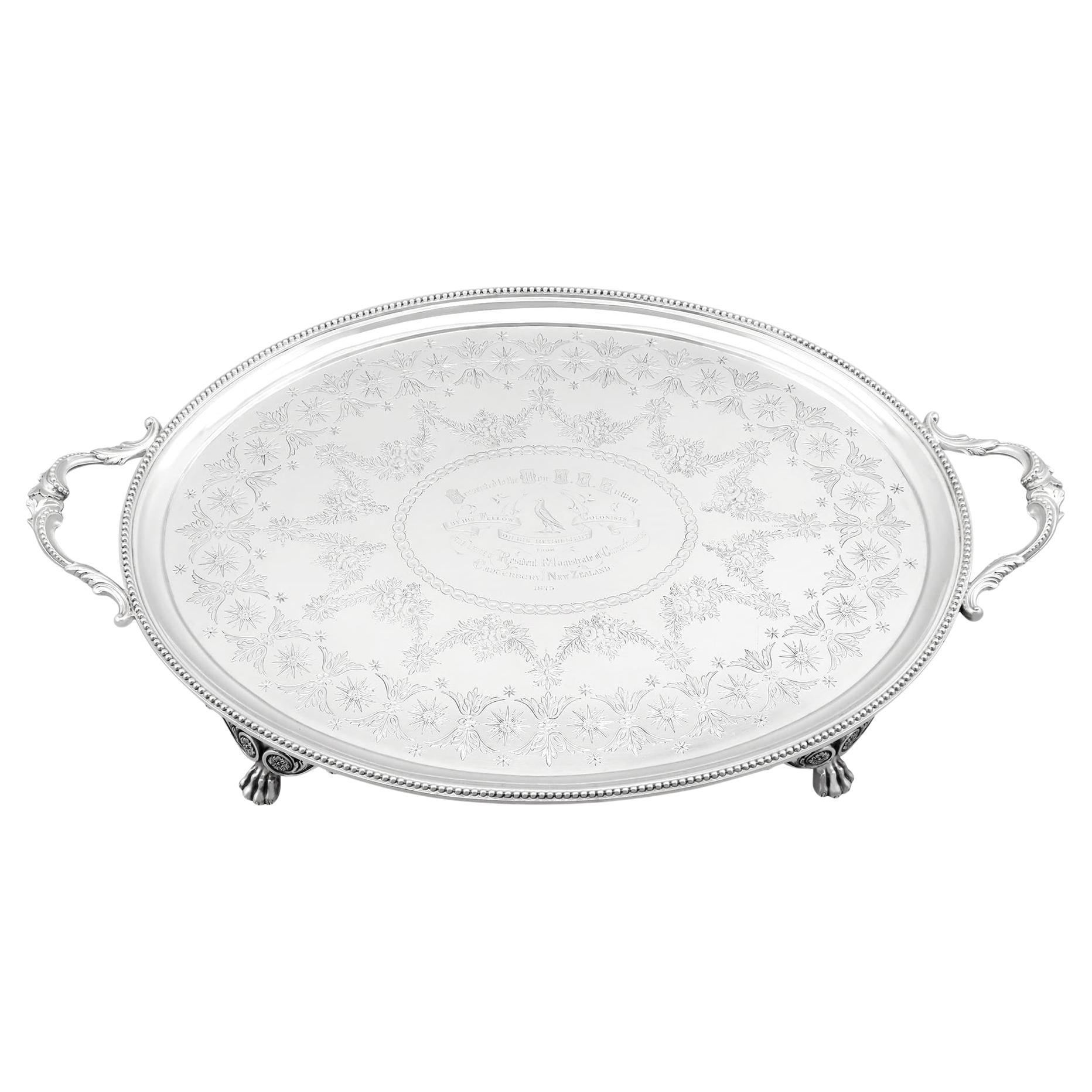 Antique Victorian Sterling Silver Tray (1870)