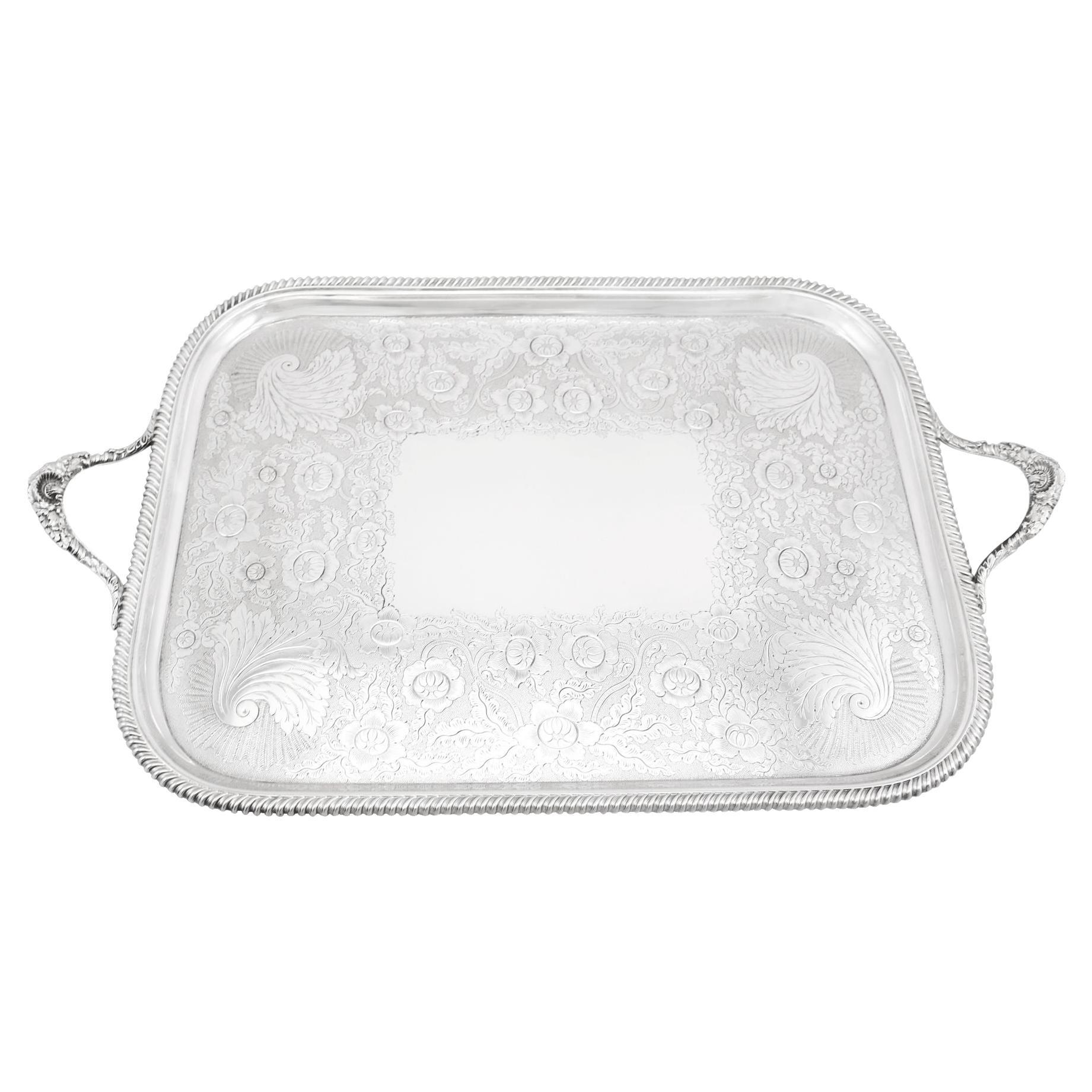 Antique Victorian Sterling Silver Tray by Thomas Bradbury & Sons