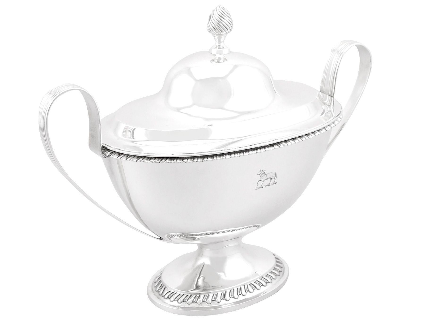 An exceptional, fine and impressive antique Victorian English sterling silver tureen; an addition to our range of collectable dining silverware

This exceptional antique Victorian sterling silver tureen has a plain oval shaped form onto a plain