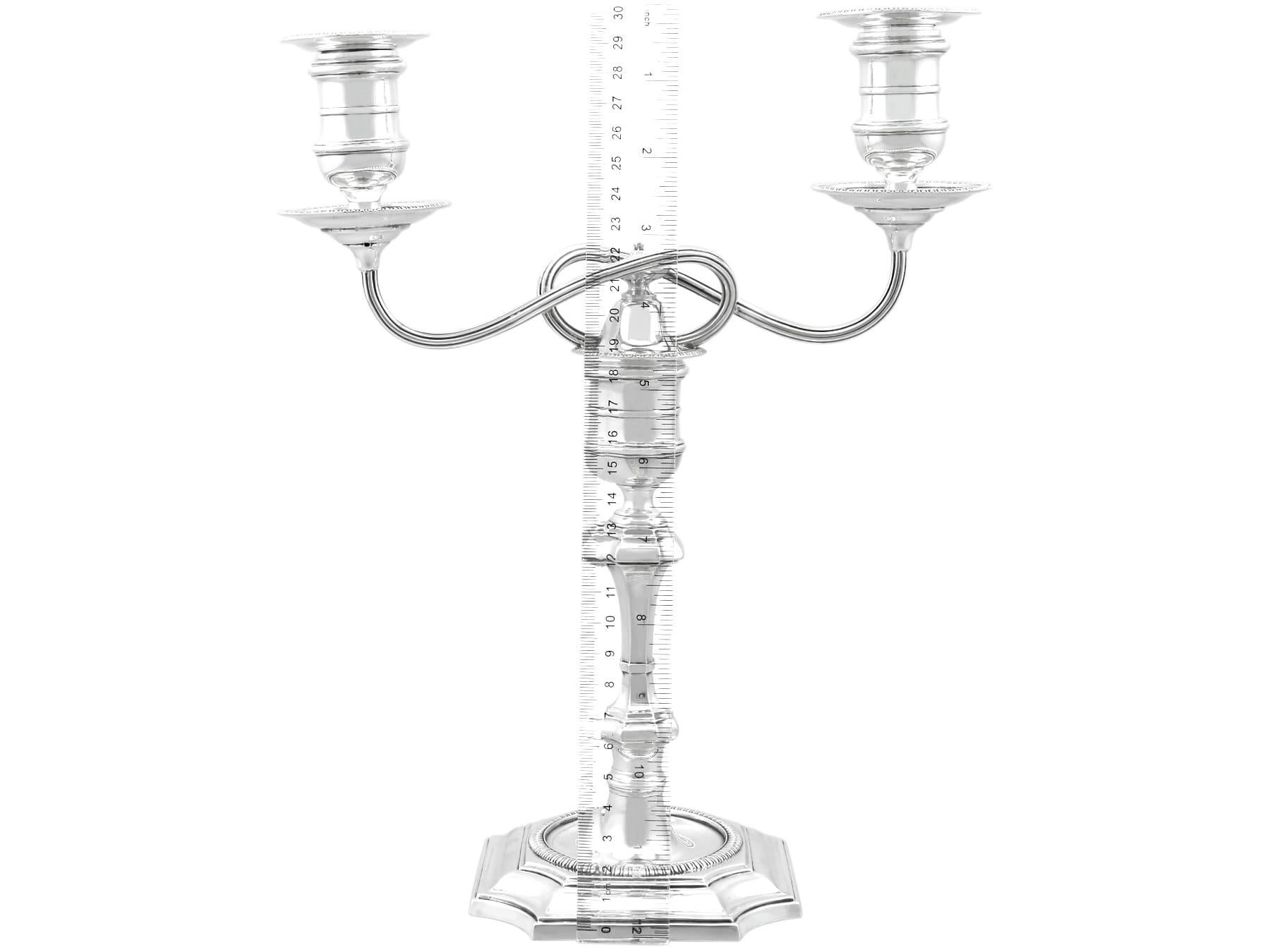 Antique Victorian Sterling Silver Two-Light Candelabra (1893) For Sale 8