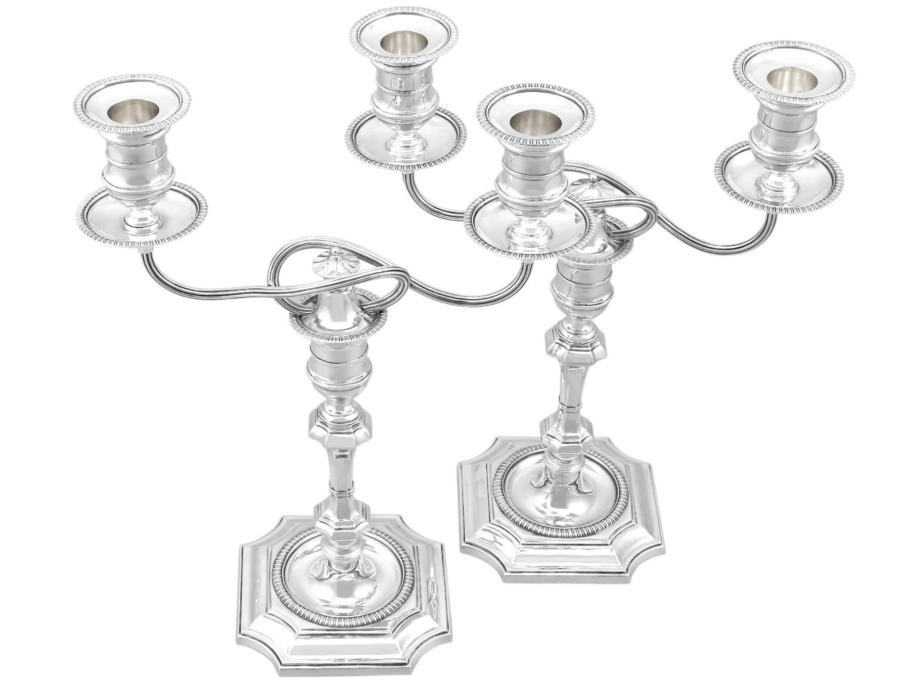 English Antique Victorian Sterling Silver Two-Light Candelabra (1893) For Sale