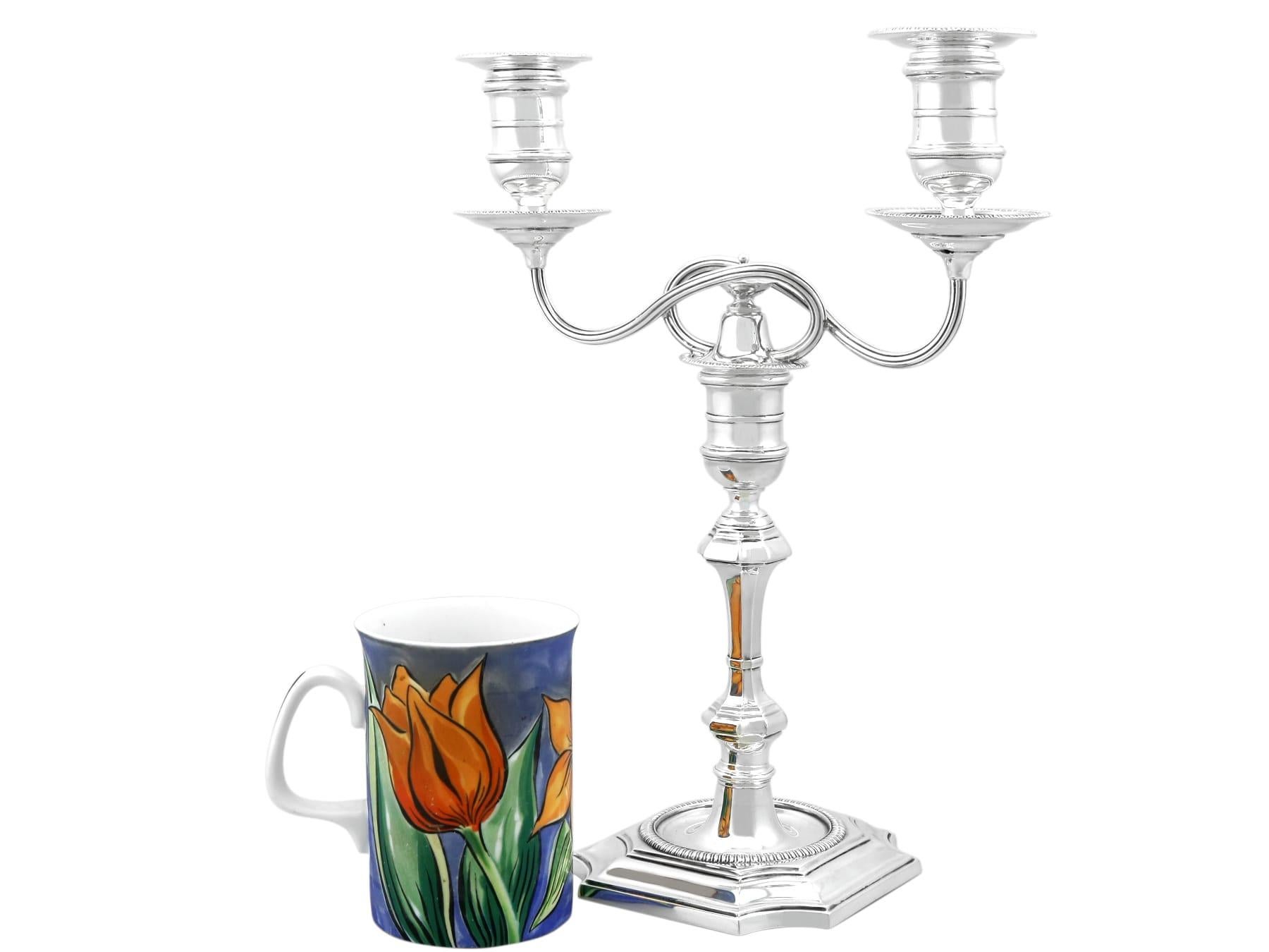 Antique Victorian Sterling Silver Two-Light Candelabra (1893) In Excellent Condition For Sale In Jesmond, Newcastle Upon Tyne