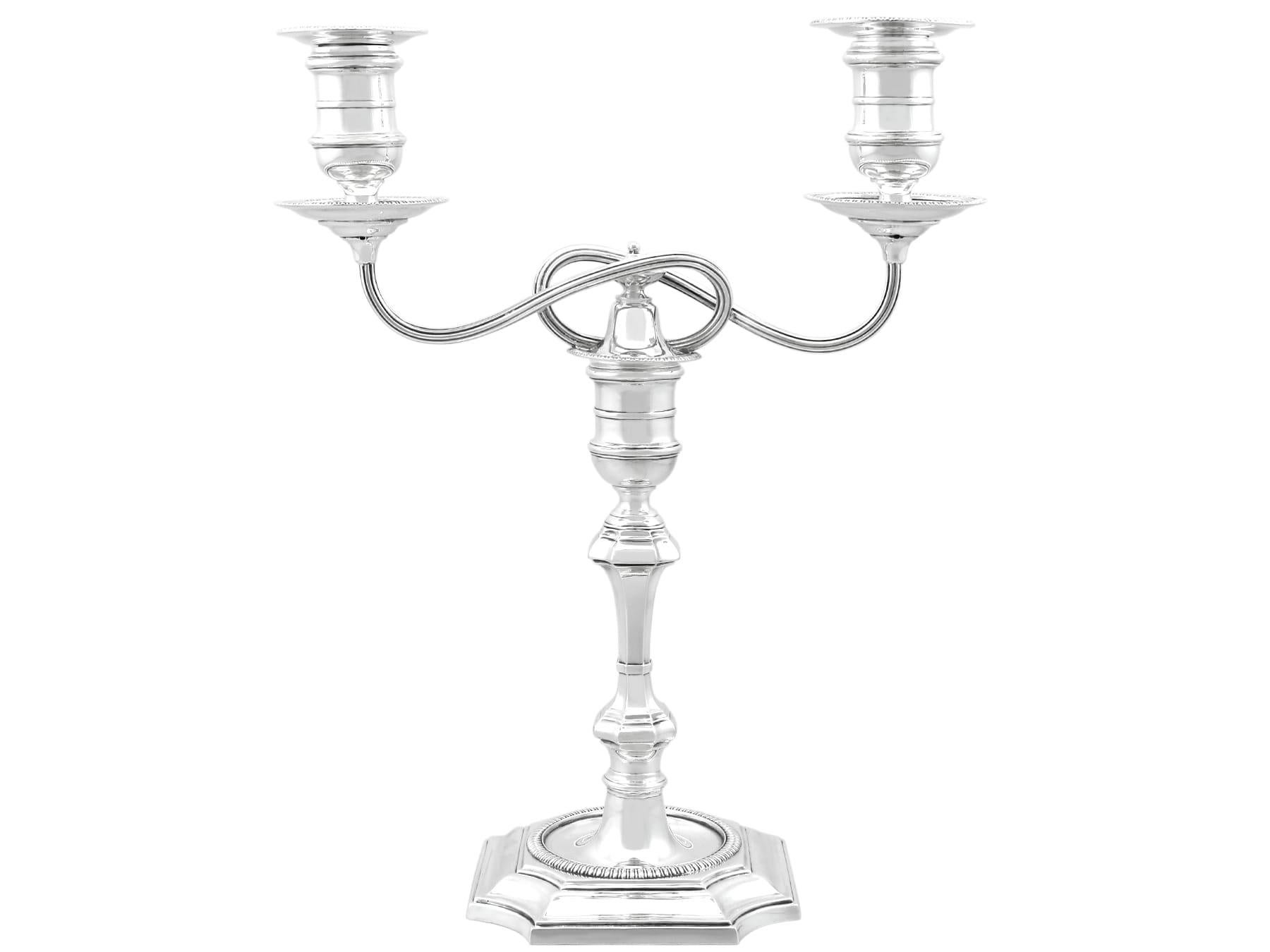 Late 19th Century Antique Victorian Sterling Silver Two-Light Candelabra (1893) For Sale