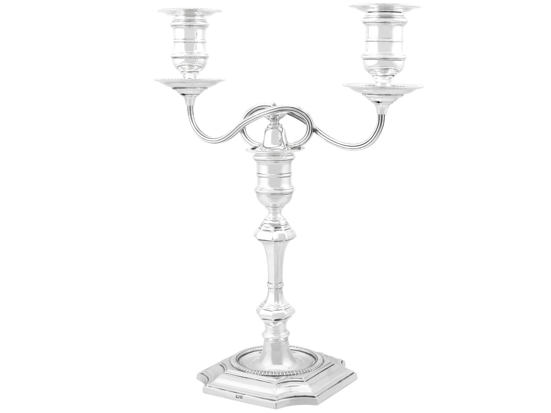 Antique Victorian Sterling Silver Two-Light Candelabra (1893) For Sale 1