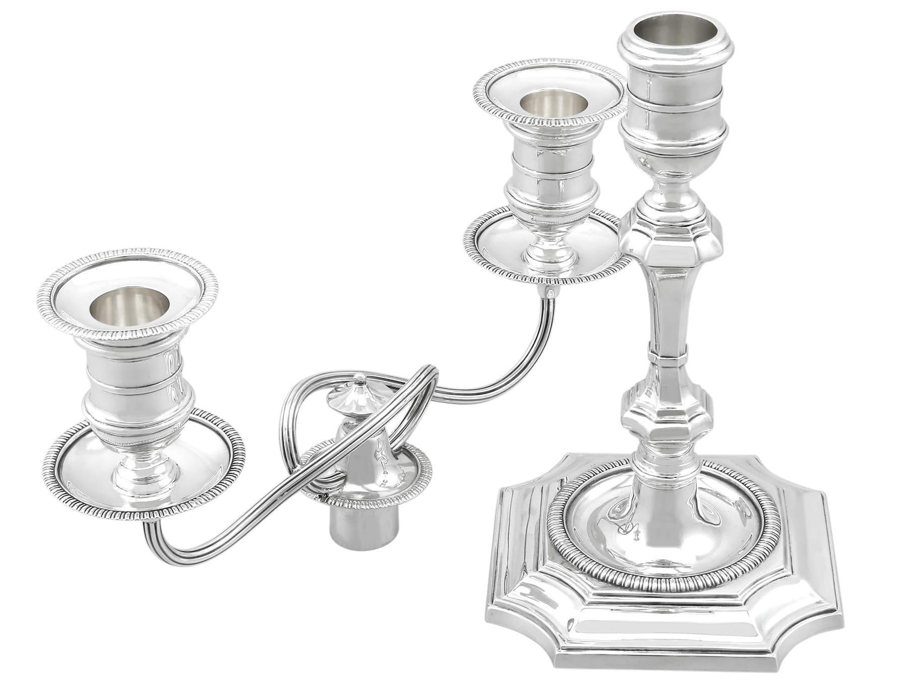 Antique Victorian Sterling Silver Two-Light Candelabra (1893) For Sale 3