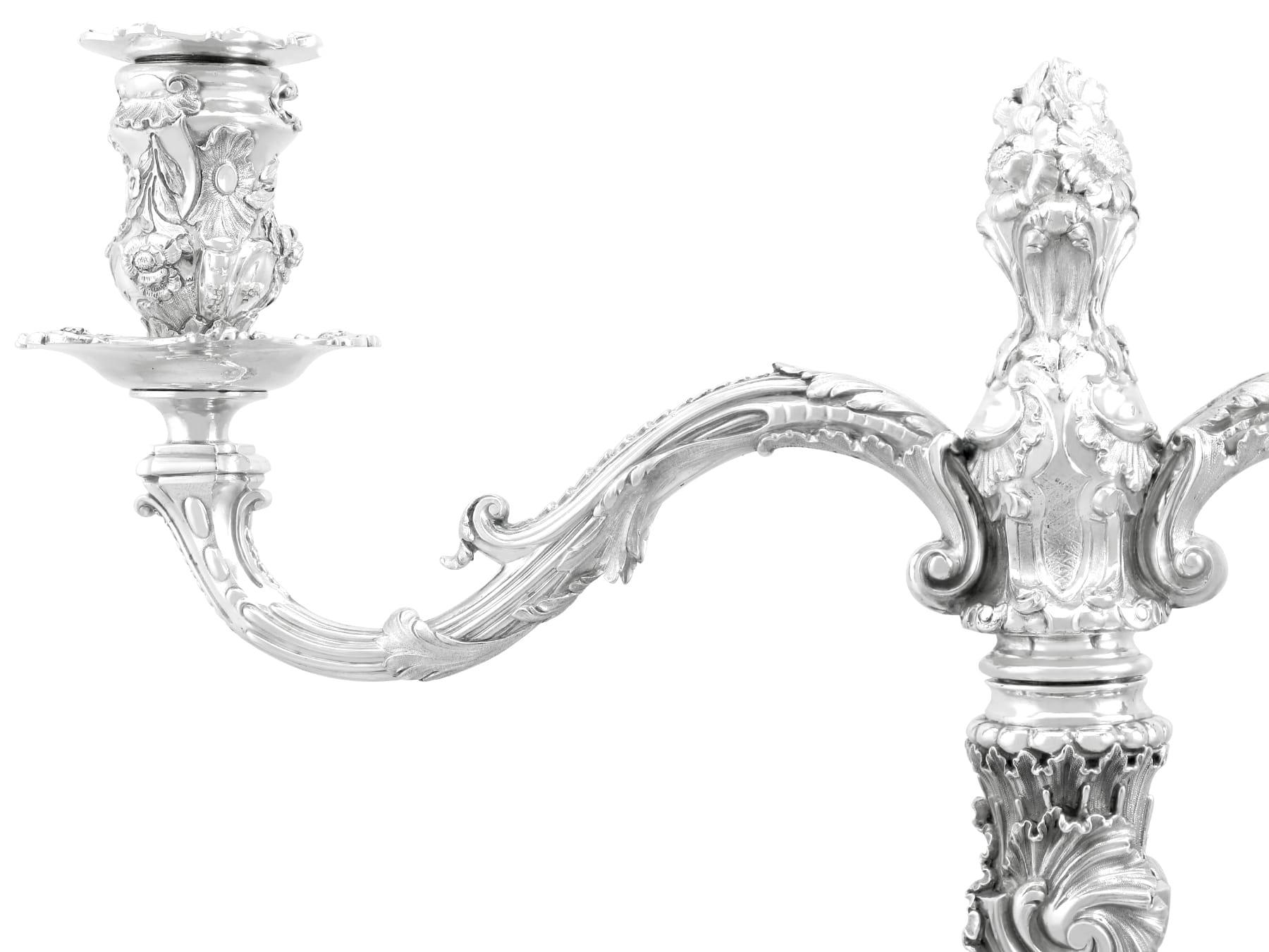 Victorian Sterling Silver Two Light Candelabrum  For Sale 3